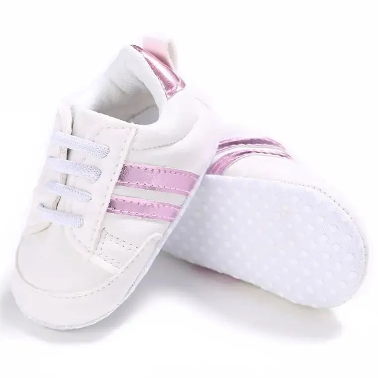 Meckior Baby Sneakers Classical Sport Soft Sole PU Leather Shoes Streaks Multi-Color First Walker Newbor Baby Boy Girl Shoes