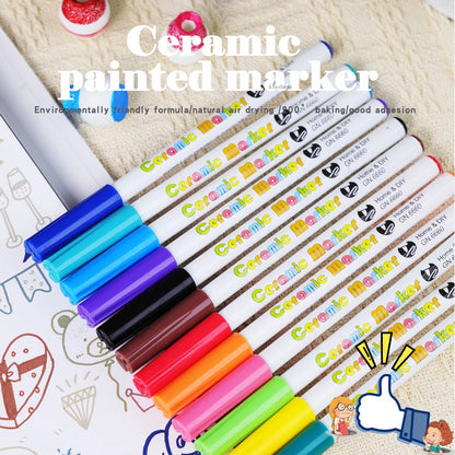 12 Colors Kids Ceramic Paint Marker Pens Acrylic Paint Pens for Kids DIY Ceramic Painting, Wood, Rock Paint Glass Drawing