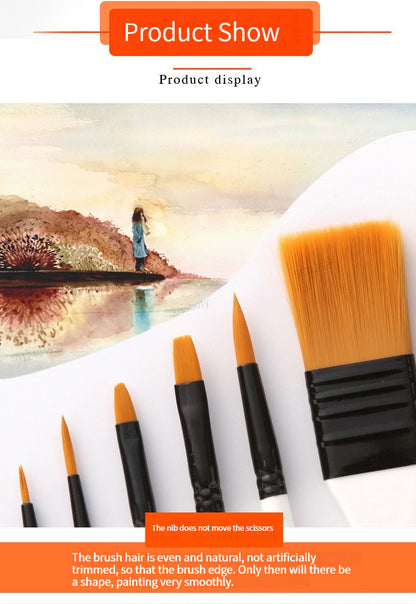 10Pcs/Set Artists Paint Brush Watercolor Wooden Handle Nylon Pointed Hair DIY Oil Acrylic Painting Art Paint Brushes Supplies