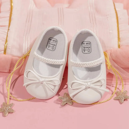 Newborn Baby Girl Princess Shoes Bow Tie Flat Bottomed Bean Shoes Shallow Mouthed Soft Casual Toddler Girls Shoes 0-18M