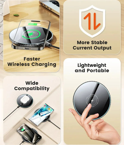 15W Wireless Charger Pad Fast Wireless Charging Station for iPhone 15 14 13 12 Samsung Galaxy S23 S22 S21 S20 Airpods