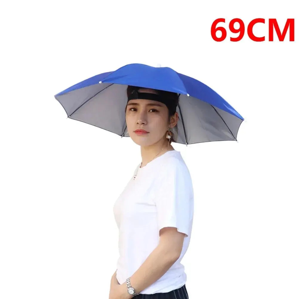 Foldable Outdoor Umbrella Hat Women Men Fishing Double Layer Headwear Sun Cap Camping Fishing Headwear Cap Beach Head Hats