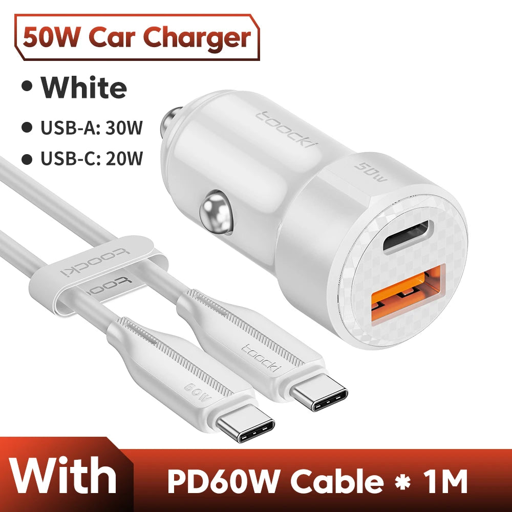 50W QC PD 3.0 Car Charger Quick Charge 4.0 USB Type C Car Fast Charging For iPhone 12 13 14 Huawei Samsung Xiaomi POCO