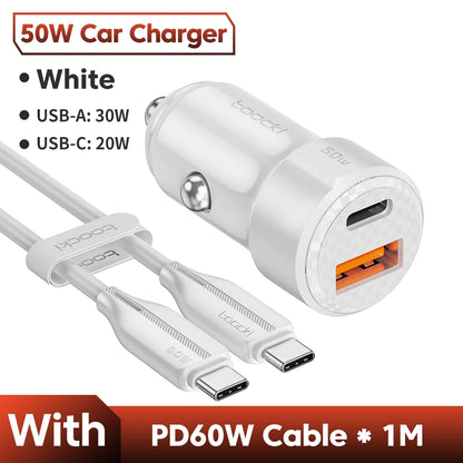 50W QC PD 3.0 Car Charger Quick Charge 4.0 USB Type C Car Fast Charging For iPhone 12 13 14 Huawei Samsung Xiaomi POCO