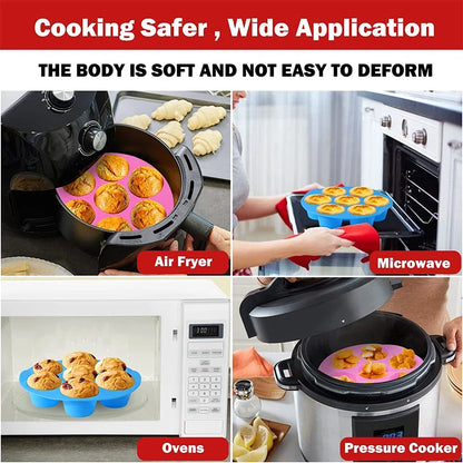 7-hole Silicone Cake Mold Airfryer Accessories Microwave Oven Baking Mold Food Grade Baking Cake Silicone Mold Baking Tools