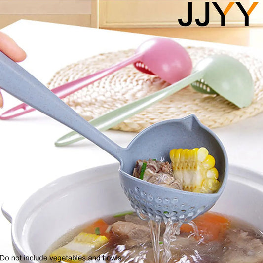 The 2 in 1 Kitchen Spoon Spoon Long handle Plastic Colander Filter Tableware Hot Pot Spoon