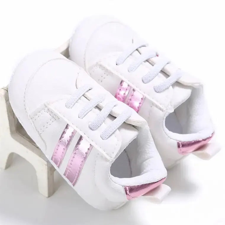 Meckior Baby Sneakers Classical Sport Soft Sole PU Leather Shoes Streaks Multi-Color First Walker Newbor Baby Boy Girl Shoes