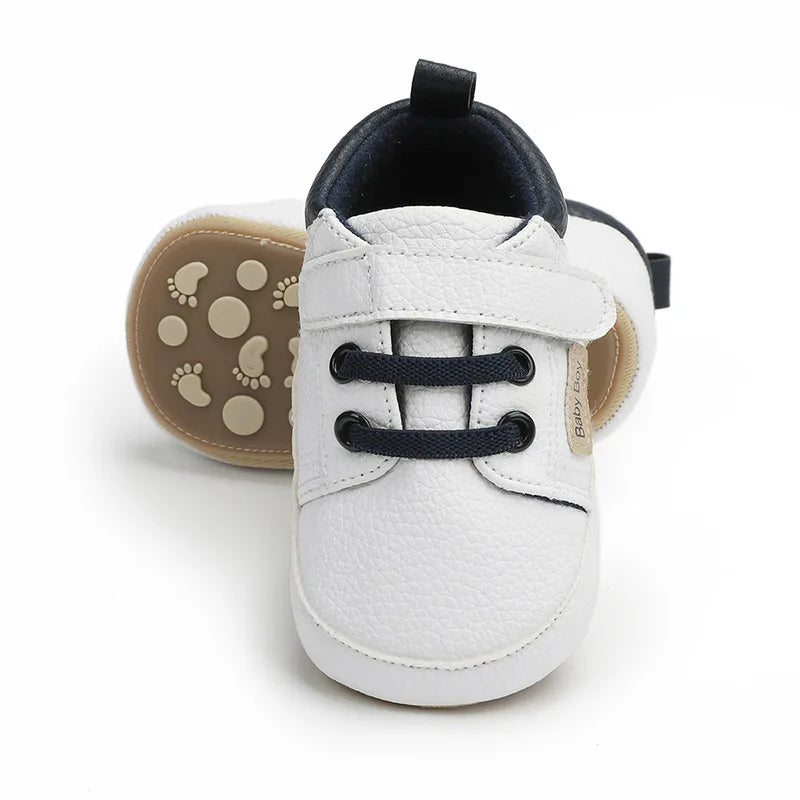 Meckior 2024 New Arrivals Baby Boys Girls PU Leather Sports Shoes Casual Rubber Bottom Anti Slip Toddler Shoes First Walkers