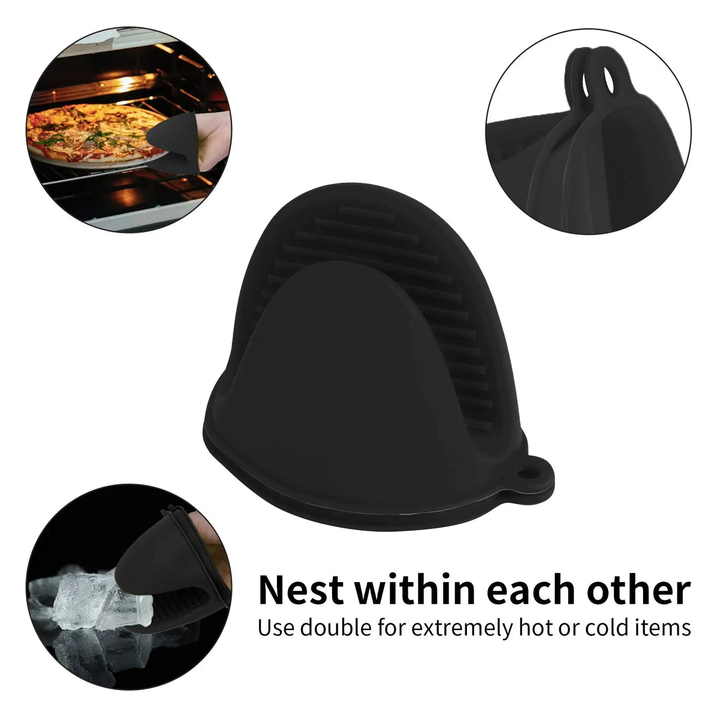 AAANAAA2pcs Oven Mitts Silicone Heat Resistant Pinch Mitts Anti Scalding Non Slip Gloves Clips Pot Holder Cooking Baking Oven Mitts