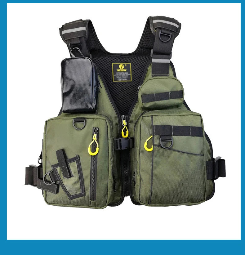 Multi-functional life jacket vest for outdoor fishing, a must-have for safety. Multiple pockets for storage, buoyant materials