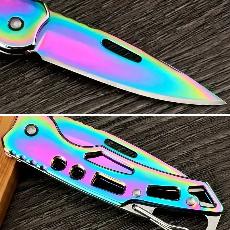 Folding Fruit Knife, Stainless Steel Outdoor Knife with Non-slip Handle for Kitchen Accessories Pocket Knife