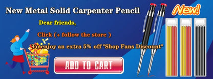 Solid Carpenter Pencil Set With 6 Refill Leads Built-in Sharpener Marking Tool Woodworking Deep Hole Mechanical Pencils