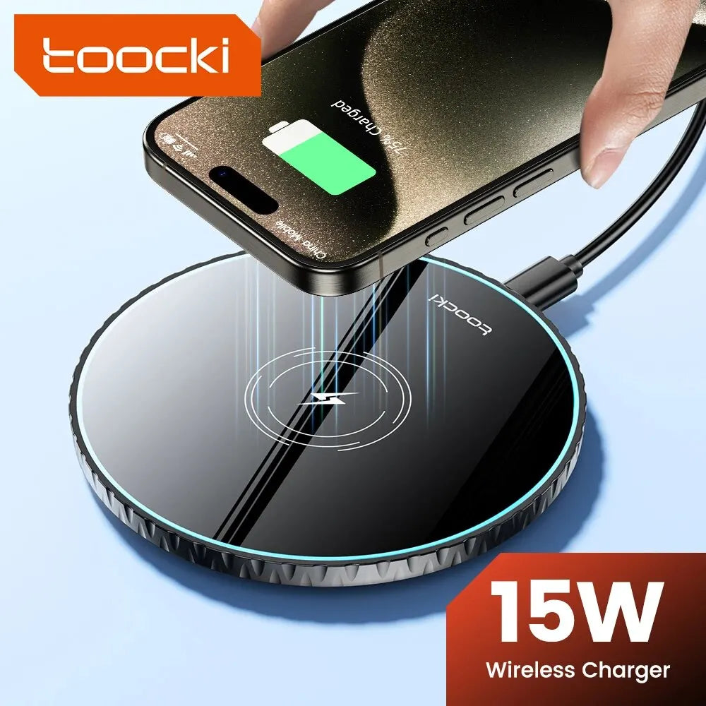 15W Wireless Charger Pad Fast Wireless Charging Station for iPhone 15 14 13 12 Samsung Galaxy S23 S22 S21 S20 Airpods