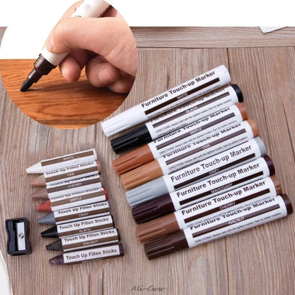 12/17/21Pcs Furniture Touch Up Kit Markers amp Filler Sticks Wood Scratches Restore patch paint pen wood composite repair