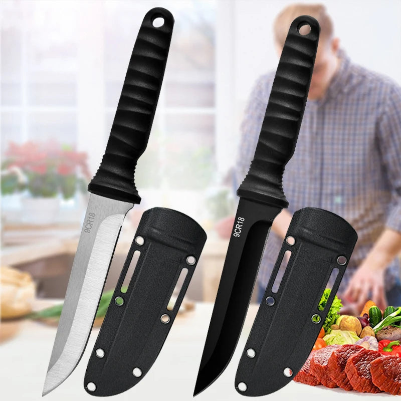 5Cr15Mov Stainless Steel Meat Cleaver Sharp Boning Knife Fishing Accessories Knife with Holster Multifunction Vegetable Peeler