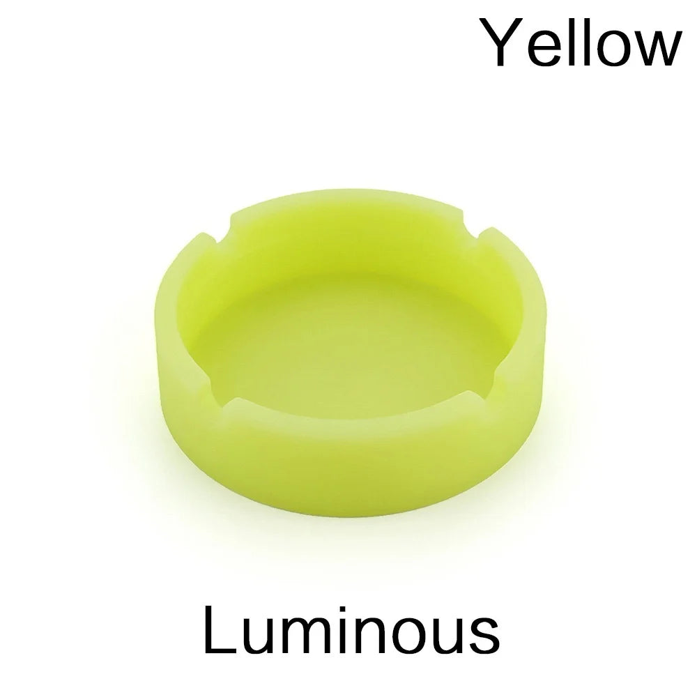 Luminous/Colorful Silicone Gel Ashtray Light Circular Ashtray Fluorescent Smoke Convenient Cigarette Case Drop Creative Ashtrays