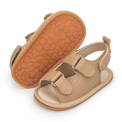 Meckior Summer Baby Sandals Baby Shoes PU Leather Rubber Bottom Sole Anti-Slip Infant First Walker Baby Boy Girl Sandals 0-18M