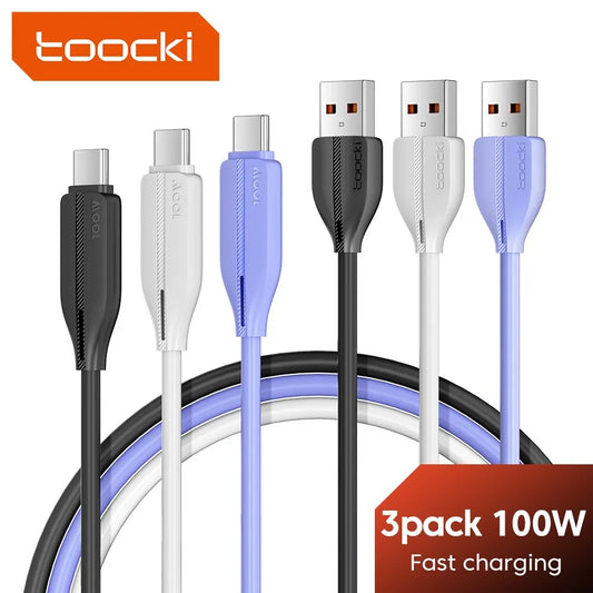 3pack 100W USB Type C Fast Charging Charger USB C Cable for Xiaomi 12 11 Huawei OPPO Oneplus Relme Poco Type C Data Cord