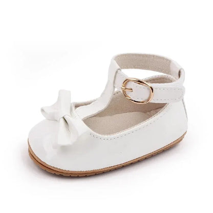 Meckior 2024 New Baby Girls Shoes Princess Choreography Cute Bow PU Anti-slip Soft Rubber Bottom First Walker Toddler Crib Shoes