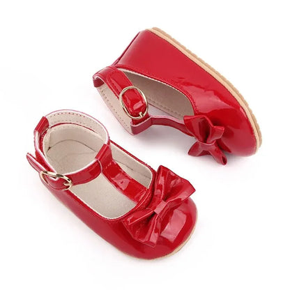 Meckior 2024 New Baby Girls Shoes Princess Choreography Cute Bow PU Anti-slip Soft Rubber Bottom First Walker Toddler Crib Shoes