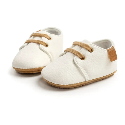 Meckior Baby Shoes Retro PU Leather Boy Girl Shoes Toddler Rubber Sole Anti-slip First Walkers Unisex Newborn Moccasins