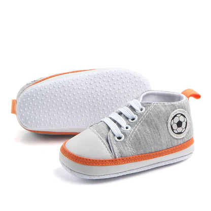 Meckior Colorblocking Baby Boys Girls Canvas Soccer Shoes Baby Sneakers Lace Up Soft Sole Anti Slip Newborn Toddler Shoes