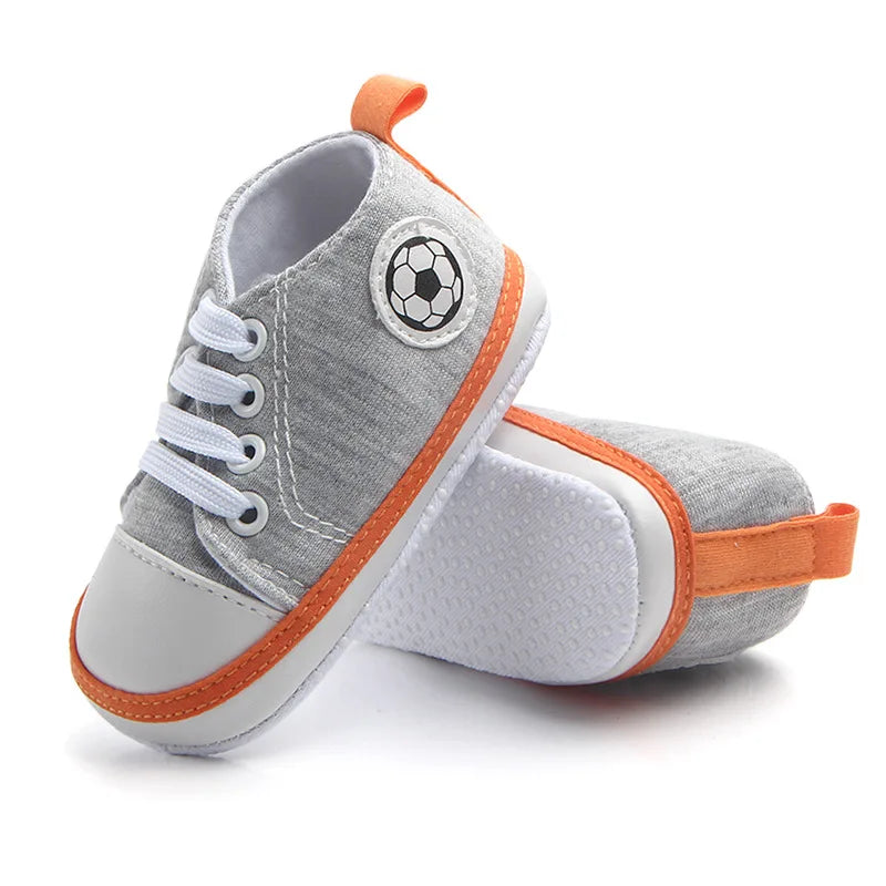 Meckior Colorblocking Baby Boys Girls Canvas Soccer Shoes Baby Sneakers Lace Up Soft Sole Anti Slip Newborn Toddler Shoes