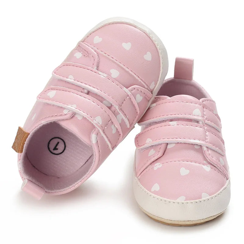 Meckior New Baby Boy Girl Shoes PU Leather Sneakers Rubber Bottom Non-slip Lightweight First Walker Crib Shoes 0-18 Months