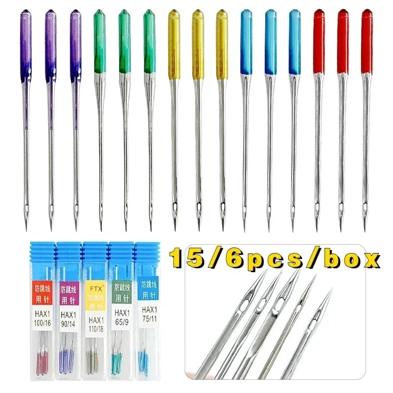 15/6/5Pcs Anti-Jumping Sewing Machine Needle Stretch Fabric Stitch Needles for Singer Brother Janome Home Sewing Machine Tools