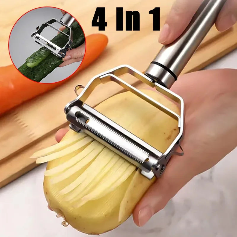 4in1 Peeler Multifunction Grater Julienne Peeler Vegetable Fruit Peeler Stainless Steel Shredder Kitchen Tool