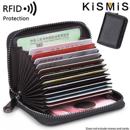 1PC Women Men Leather 26 Slots ID Credit Card Holders RFID Blocking Wallet Case Pocket Bag