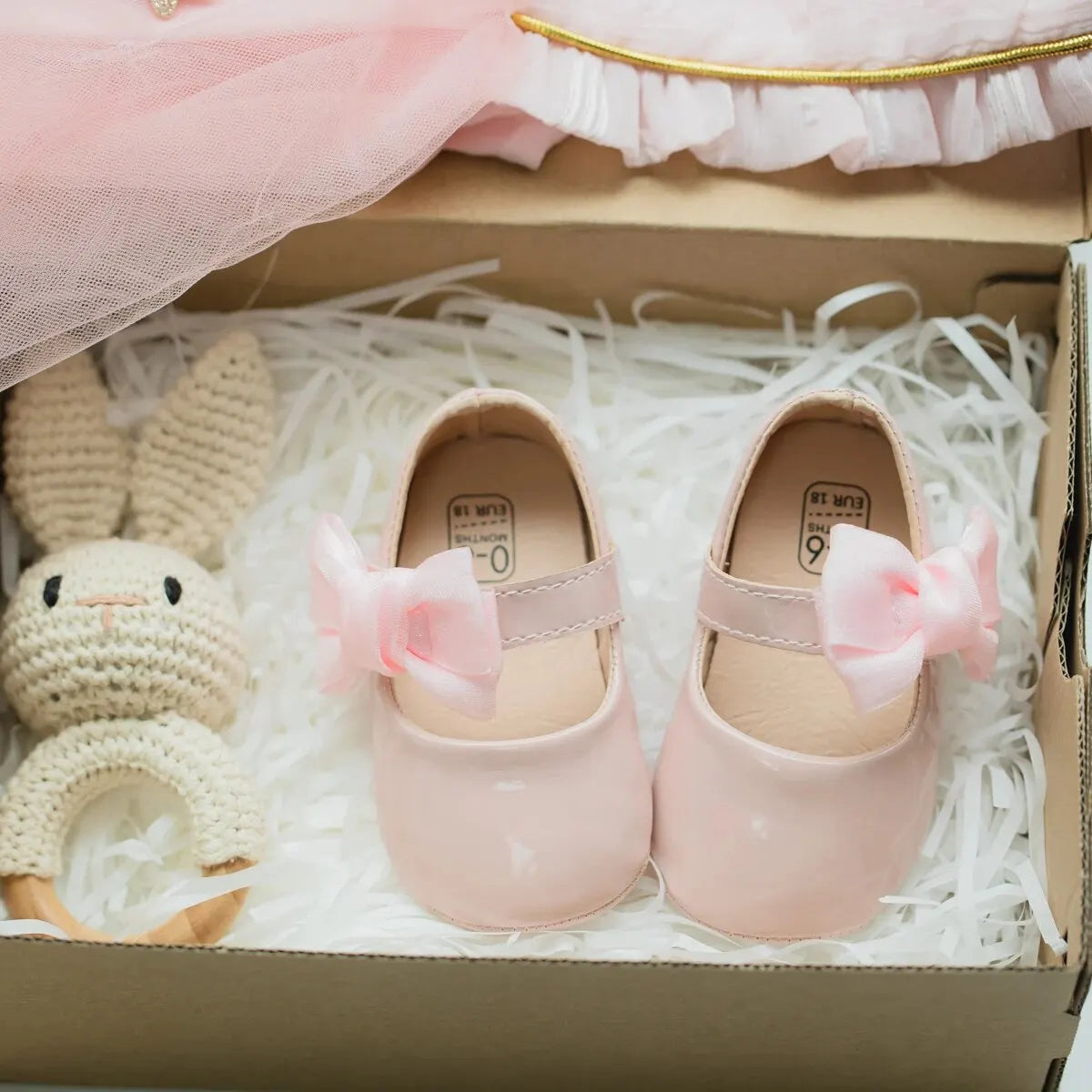 Meckior Baby Girls Shoes PU Leather Bowknot Flat Non Slip Rubber Sole Toddler First Walkers Princess Wedding Dress Girl Shoes