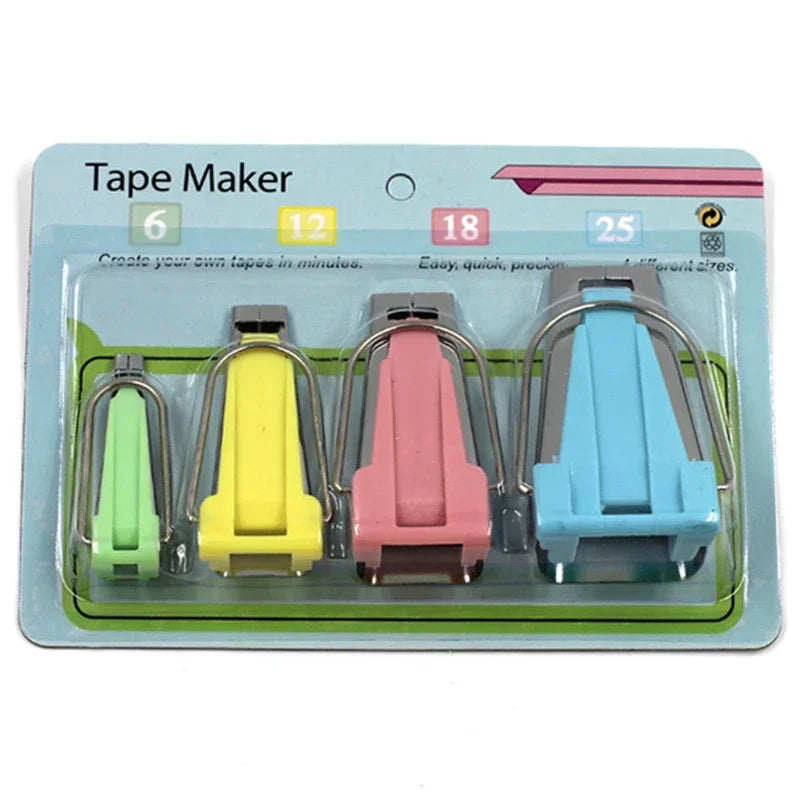 Professional Bias Tape Makers Set with 6mm/12mm/18mm/25mm Sizes Sewing Tools for Fabric Binding Sewing Craft and DIY Costura