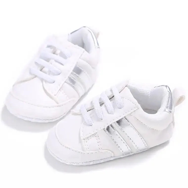 Meckior Baby Sneakers Classical Sport Soft Sole PU Leather Shoes Streaks Multi-Color First Walker Newbor Baby Boy Girl Shoes