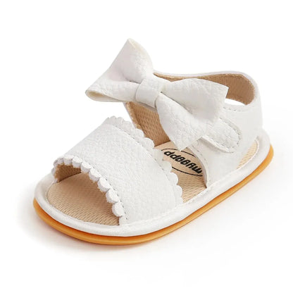 Meckior Summer Baby Shoes Toddler Flats Baby Sandals Soft Rubber Sole Anti-Slip Bowknot Crib First Walker Baby Boys Girls Shoes