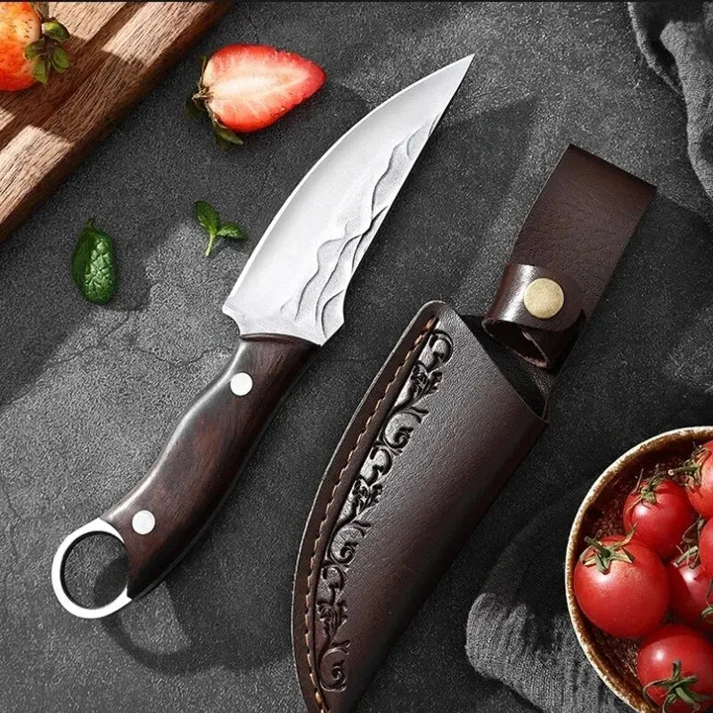 Stainless Steel Boning Knife Meat Cleaver Kitchen Knife Handmade Forged Chef's Knife for Household Wooden Handle Butcher Knife