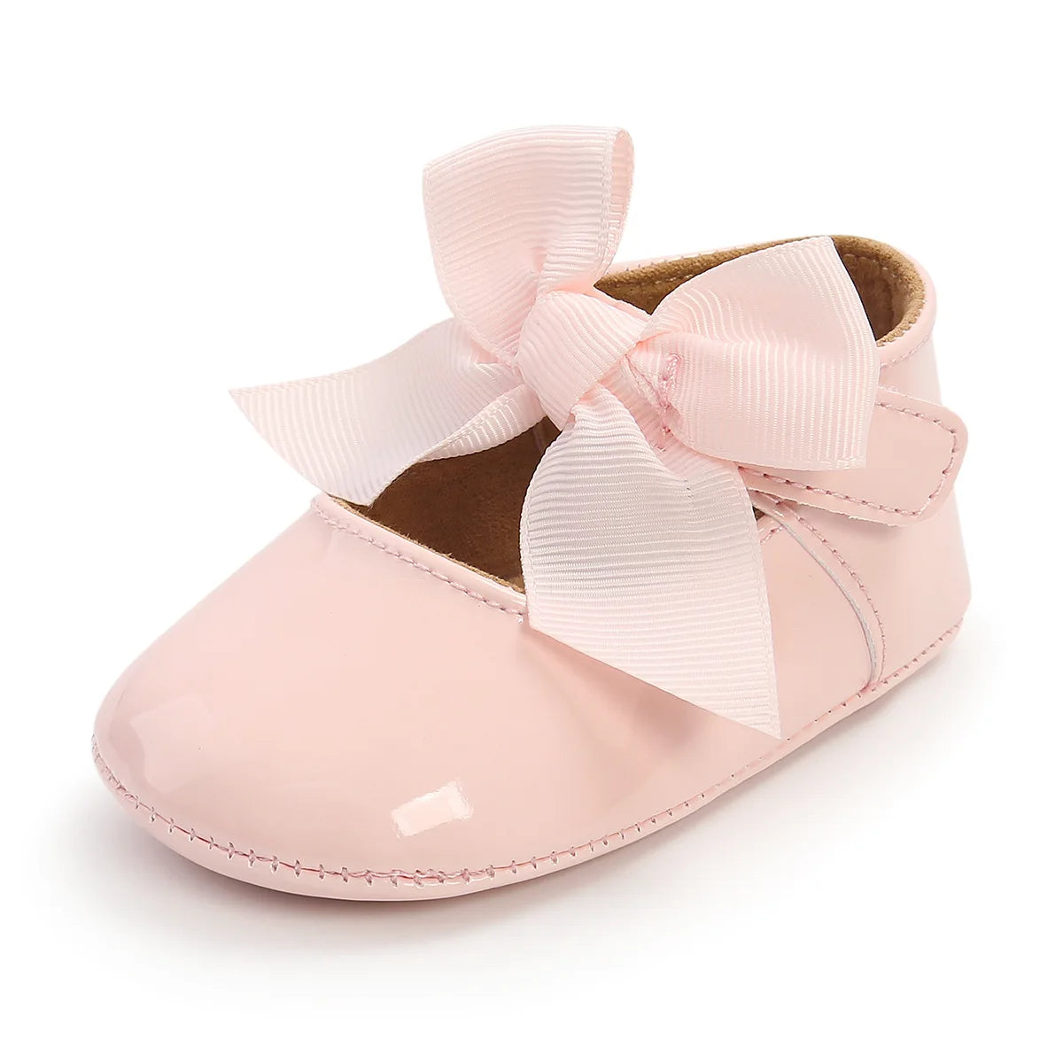 Meckior Baby Shoes Bowknot Rubber Sole Anti-slip PU Ballet Slippers Baby Girl Dress Shoes First Walker Toddler Crib Shoes