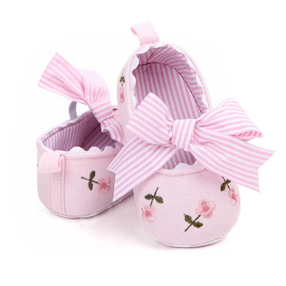 Meckior New Printed Baby Girl Shoes Bowknot Soft Sole Anti-slip Shallow Baby Girls Princess Shoes First Walker Crib Shoes