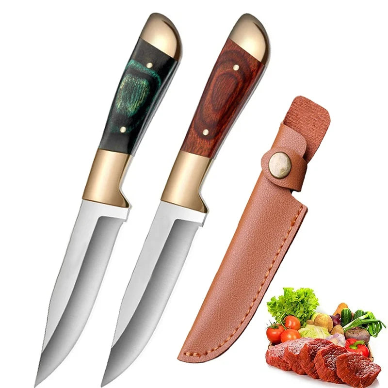 Boning Knife Meat Cleaver Stainless Steel Kitchen Mongolian Hand Meat Knife Roasted Whole Lamb Steak Knife with Knife Cover