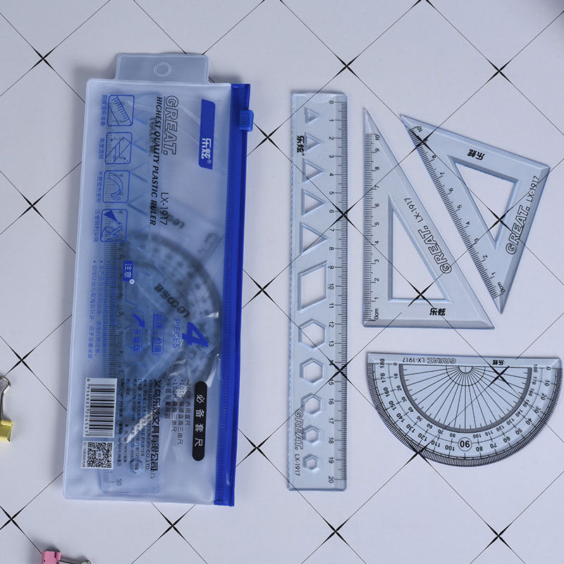 4PCS/Set Drawing Ruler Measurement Geometry Triangle Ruler Straightedge Protractor variety Rulers School&Office Stationery