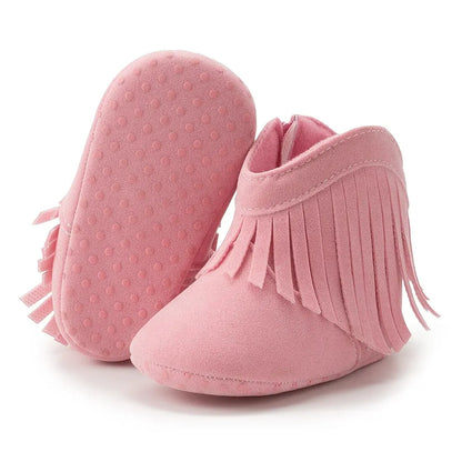 Meckior Baby Booties Vintage Tassel Anti-slip Sole Winter Warm Baby Boys Girls Shoes Snow Booties First Walkers Infant Shoes