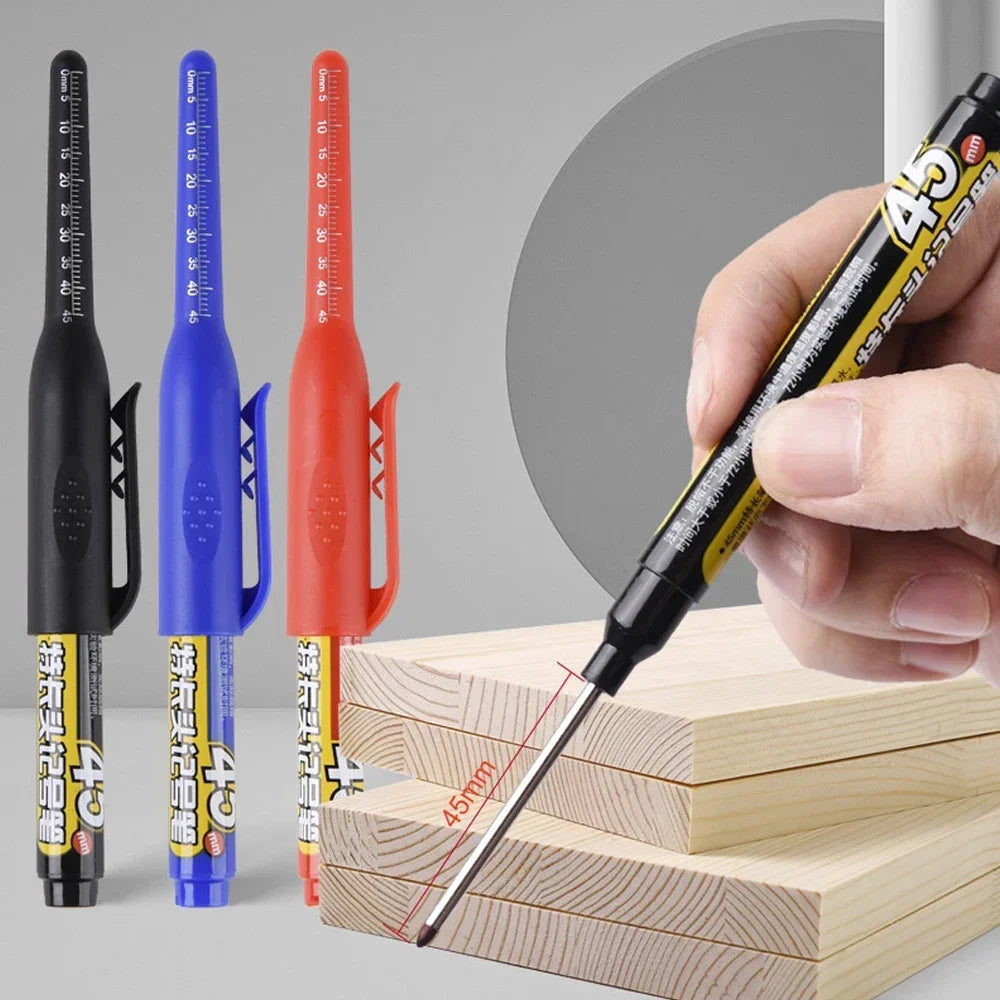 45mm Deep Hole Long Nib Head Markers Deep Drill Hole Long Nib Scriber Multifunction Mechanical Carpentry Colorful Marker Pen