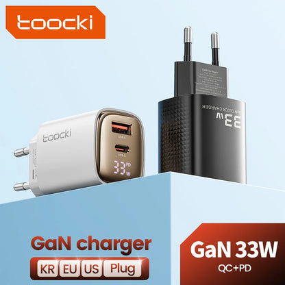 33W GaN USB C Charger Digital Display Fast Charging Type C Charger for iPhone 15 14 13 12 Samsung Galaxy S23 S22 Xiaomi