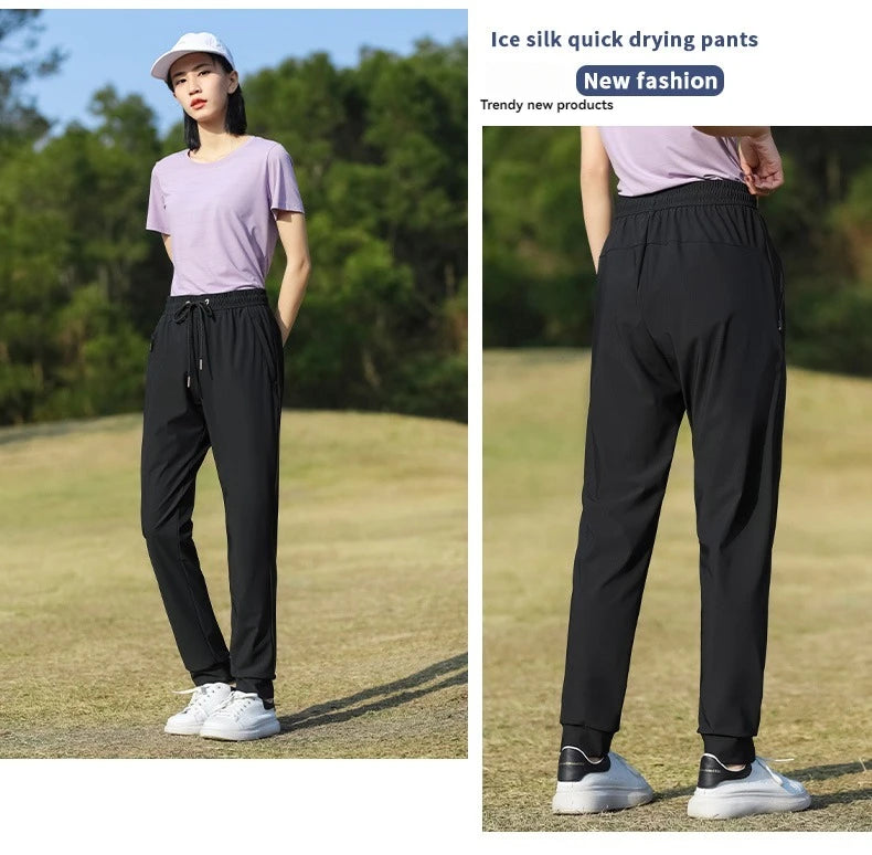 Summer Thin Ice Silk Couple Sports Pants Absorb Sweat Quickly Dry Comfortable and Breathable Men's Casual Sports Pants