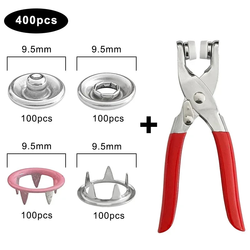 Plier Tool 9.5mm Snap Fasteners Kit Metal Press Studs Tools Buttons for Diy Clothing Leather Crafting Sewing Accessories 단추펜치