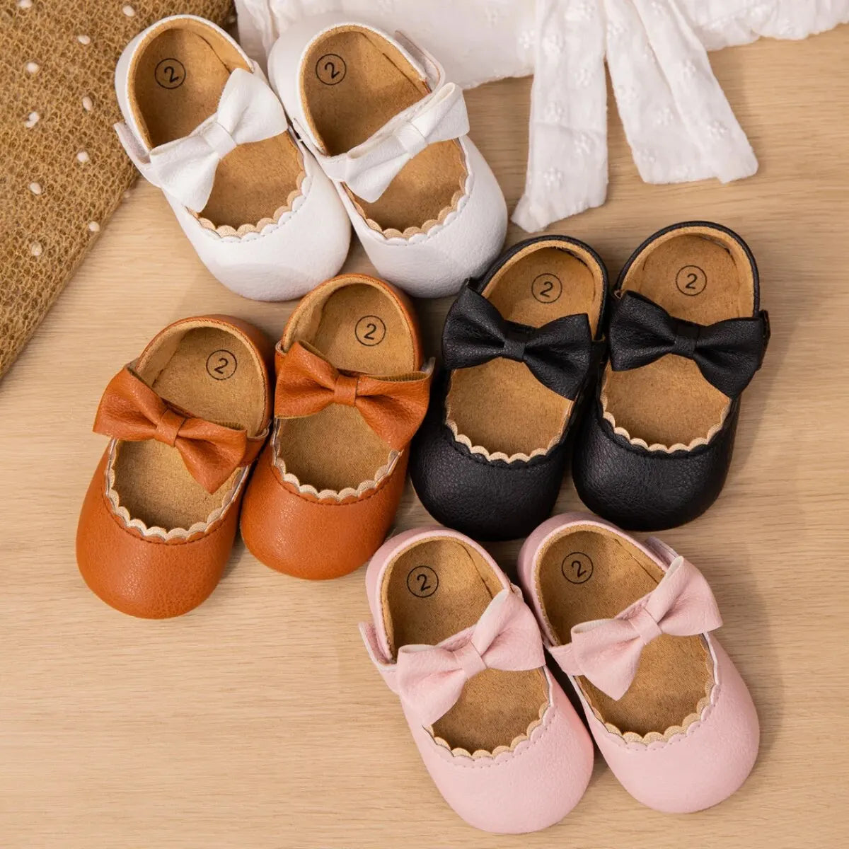 Meckior 2024 New Baby Girls Shoes Bowknot Party Dress First Walker Anti-slip Non-slip Rubber Sole Infants Girl Crib Shoes