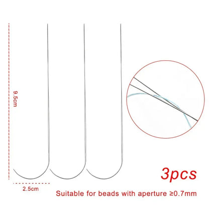 3pcs/set Curved Beading Needles Stainless Bead Spinner Needle Thin Bead Needles for DIY Craft Jewelry Making Sewing Supplies