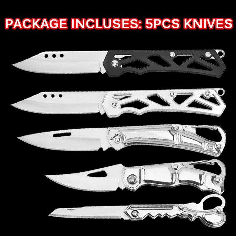 5PCS Pocket Folding Fruit Knife Set Stainless Steel Knife with Non-slip Handle for Kitchen Accessories Box Opener Utility Knife