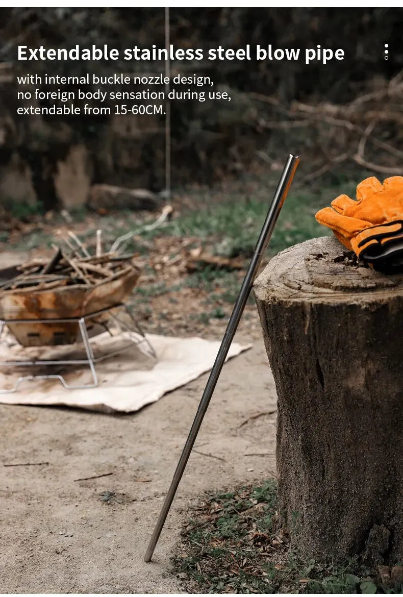 Outdoor Camping Blow Fire Tube Blowpipe Collapsible High Effective Tiny Beach Garden Tool Camping Equipment Blowing Fire Stick