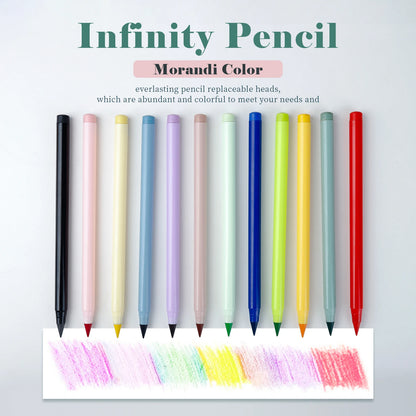 12Colors/set Morandi Colored Everlasting Pencils Unlimited Eternal Writing Pencil Erasable Colorful Pen No Ink Pen Stationery